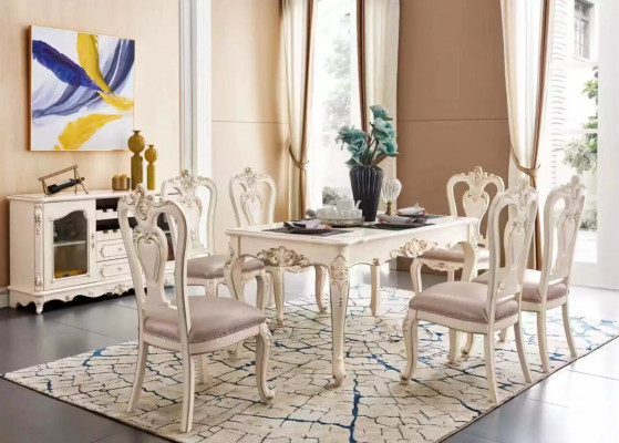 Iesszëmmer Set luxuriéis Iessdësch 6x Still klassesch Miwwelen 7tlg nei
