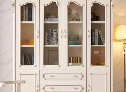 Wäisse Bicherregal fir Wunnzëmmer klassesch Miwwelen Luxusmiwwelen nei