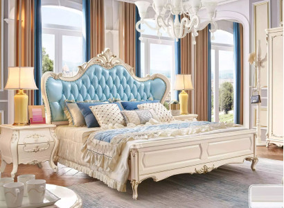 Schlofzëmmer Set Bett an 2 Nuetsdëscher Luxus klassesch Miwwelen nei