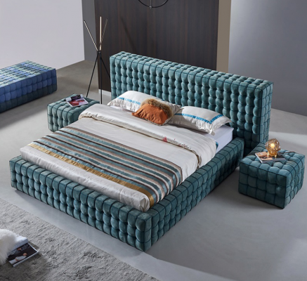 Luxuriéist Türkis Schlofkummer Bett Designer Duebelbett Holzgestell Nei