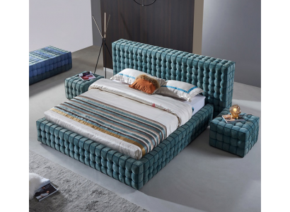 Luxuriéist Türkis Schlofkummer Bett Designer Duebelbett Holzgestell Nei