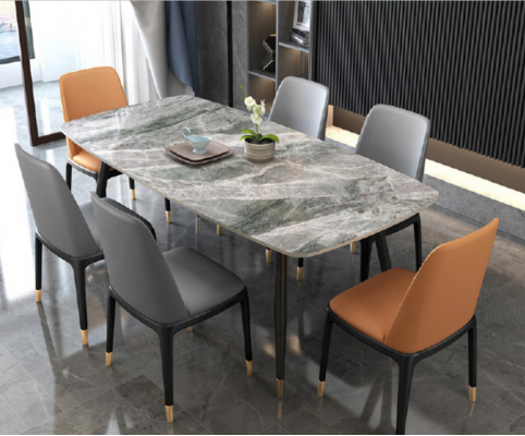 Luxuriéisen Iessdësch 6x Designer Kënschtleder Still Stilvoll Iessgrupp