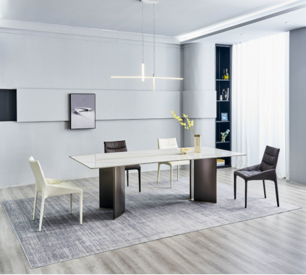 Iesszëmmergrupp Stilvollen Iessdësch 6x Still Grupp Holzgestell 7tlg