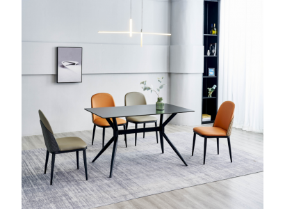 Iesszëmmergruppe Designer Griën Iessdësch Orange Stull 6x Eenz villa 7tlg