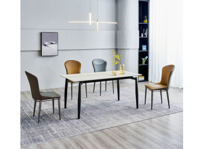 Iessgrupp Modernen Iessdësch Designer 6x Textilstill Eenzelsëtzer Dëscher