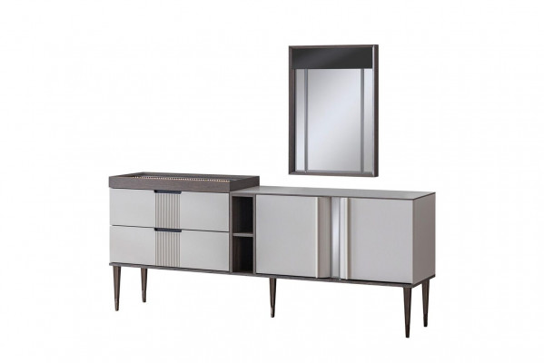 Luxus Iesszëmmer Set Iessdësch 4x Still + Anrichte mat Spigel Neit Set