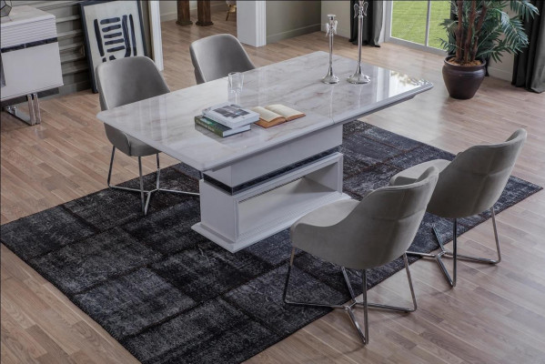 Moderne Iesszëmmer-Set Besteet aus 5-Del. Iessdësch an 4x Stull Neiheet