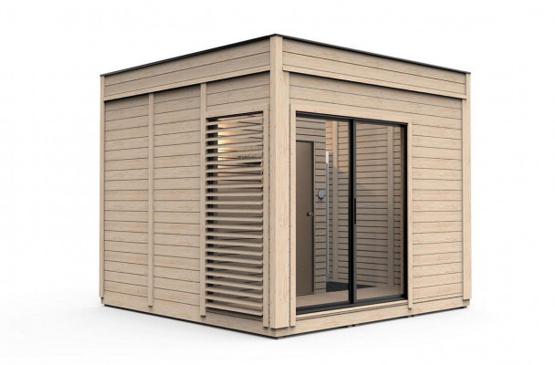 Holzsauna Baussesauna Holz Kieferholz Saunahäus Panorama Haischen Gaart
