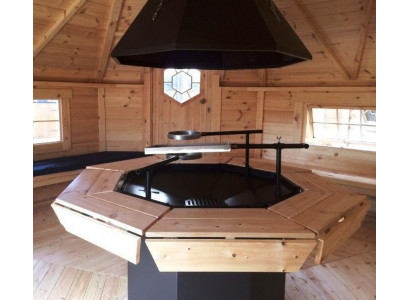 Metall Grill 8 Ecken mat ronderëm Dësch Bausaz fir Är bestehend Grillkota