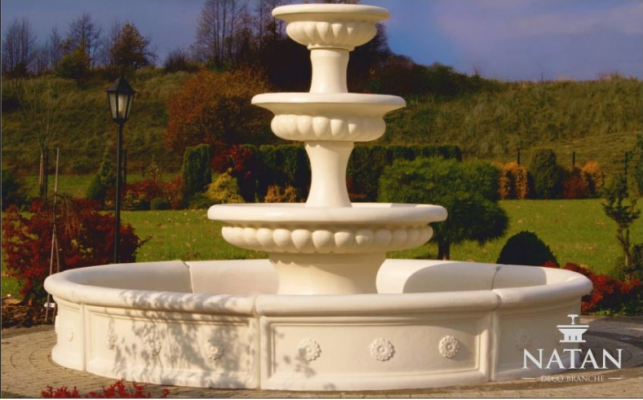 Becken fir Zéierbrunnen Skulptur Sprangbur Brunn Gaart Fontaine Weier Nei