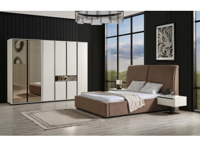 Schlofkummer Garnitur Duebelbett Bett Nuetsdëscher 4-Deeler Beige Schaf