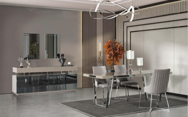 Iesskueche Iesszëmmer Grupp Iessgrupp Iessdësch Still 7 Deeler Holz Gro