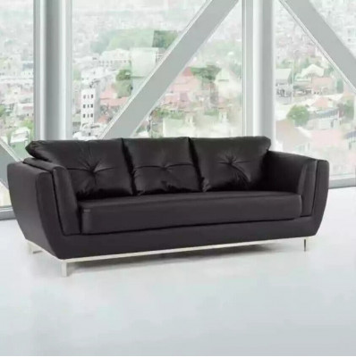 Schwaarzen dräi-Sëtz-Couch Luxus Miwwelen Modern Sofa Polster Ledercouch