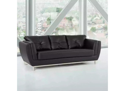 Schwaarzen dräi-Sëtz-Couch Luxus Miwwelen Modern Sofa Polster Ledercouch