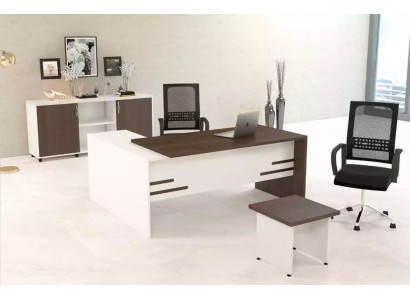 Wäisst Büroset Luxus Aarbechtszëmmer Ariichtung Komplett Set 3 Stécker