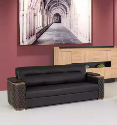 Bürosmiwwel Dräisëtzer Canapé Schwaarze Luxus Polstersofa Arbechtszëmmer Nei