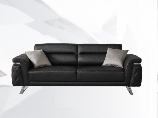 Modernen dräisëtzegen Stoffsofa Sofa 3 Sëtzer Polstersofa Schwaarz Design