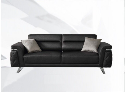 Modernen dräisëtzegen Stoffsofa Sofa 3 Sëtzer Polstersofa Schwaarz Design