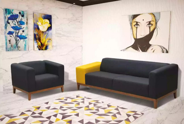 Dräi-Sëtz Sofa Couch Aarbechtszëmmer Luxus Miwwelen Textil Polstersofa