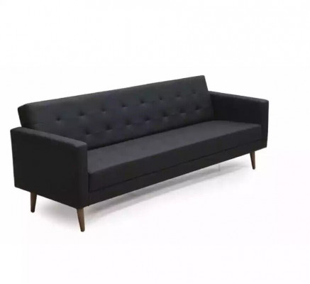 Schwaarz Sofa 3 Sëtzer Aarbechtszëmmer Textil Miwwelen Couch Polster Stoff