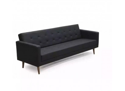 Schwaarz Sofa 3 Sëtzer Aarbechtszëmmer Textil Miwwelen Couch Polster Stoff