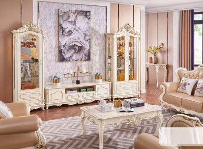 Wunnzëmmer Set schick klassesch Miwwelen TV Stänner 2x Vitrin Couchtisch