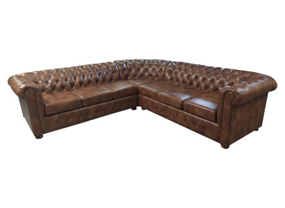 Chesterfield Eckcouch L-Form Lieder Wunnzëmmer Couchen Brong Canapéë Eckgarnitur