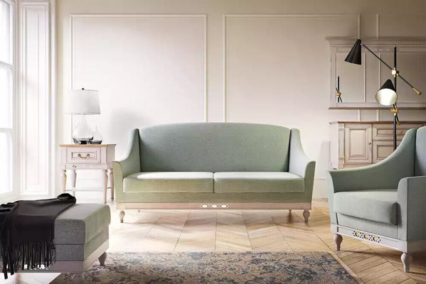 Canapé 2 Plazen Canapéen Design Luxus Textil Holz Polster Zwëschesëtzer Couchen