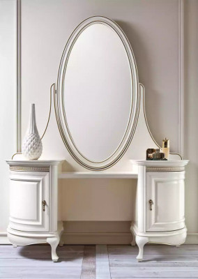 Make-up Dësch Spigel Schlofkummer Luxusmiwwelen beige Konsolen Säitenbord Dësch