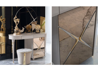 Schminktisch Schlofkummer Hocker Set Kommode Dësch Klassesch Konsole Hocker
