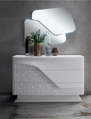 Moderne Luxus Set 2 Deeler Kommode Spigel Kommouden Holz Konsol Sideboard Miwwelen