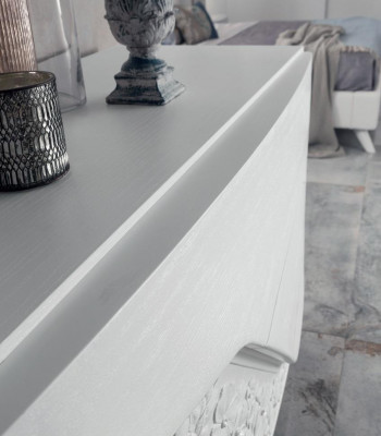 Moderne Luxus Set 2 Deeler Kommode Spigel Kommouden Holz Konsol Sideboard Miwwelen