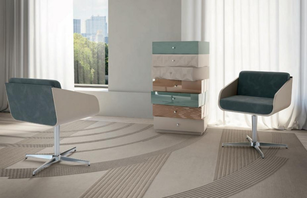 Modernen Luxus dréibare Sëtz Lounge Sëtzkomfort Polster Lehn Miwwelen Bizzotto