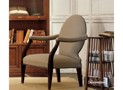 Wunnzëmmer Lehn Still Luxus Fauteuil Still Holz Braun Italienesch Miwwelen Polster
