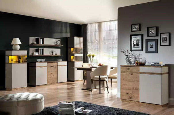 Kommod mat 3 Tirangen Sideboard wäiss Anrichte Holz modern