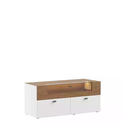Wunnwand TV Stänner wäiss RTV Lowboard Vitrine Holz Modern Wunnzëmmer