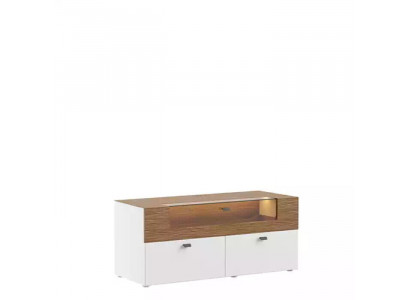 Wunnwand TV Stänner wäiss RTV Lowboard Vitrine Holz Modern Wunnzëmmer