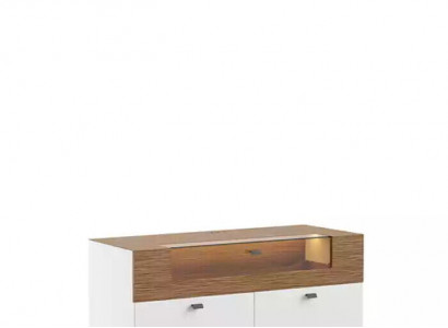 Wunnwand TV Stänner wäiss RTV Lowboard Vitrine Holz Modern Wunnzëmmer