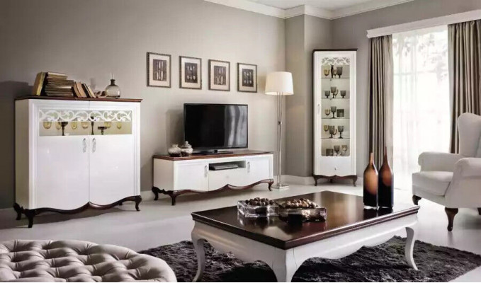 RTV Lowboard TV-Ständer Sideboard Holz Luxus wäiss Wunnzëmmer Schaf