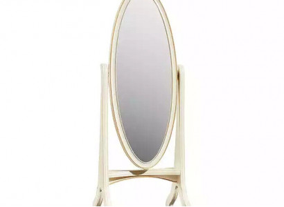 Wunnzëmmer Buedemspigel Spigelchen Holzrahmen Oval wäiss Standspigel Spigel