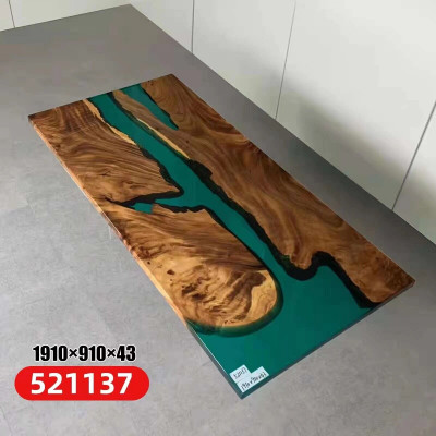 Epoxidharz Iessdësch echt Holz massiiv Miwwel Waasserfall Epoxy Dësch 191x91cm