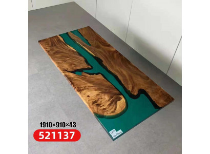 Epoxidharz Iessdësch echt Holz massiiv Miwwel Waasserfall Epoxy Dësch 191x91cm
