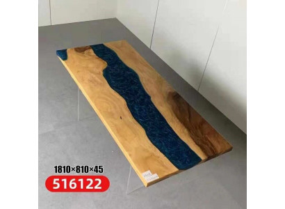 Iessdësch River Table Richtegt Holz Flossdësch Massiv Epoxyharz Dëscher 181x81 Nei