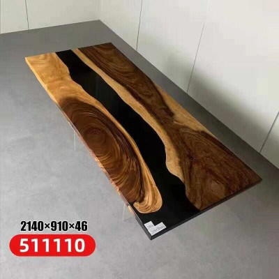 Epoxidharz Iessdësch echt Holz massiv Miwwelen Waasserfall Epoxy Dësch Miwwelen Nei