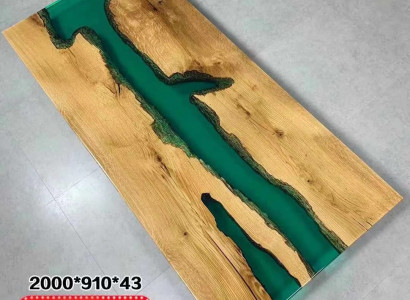 Dësch Iessdësch Dëscher Harz Epoxy massiv Design Miwwelen 200x91 richtegt Holz Epoxid