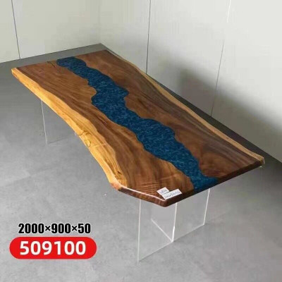 Iessdësch Mier Waasser Floss Eechte Holz Flossdësch 200x90 Dëscher Epoxidharz Nei
