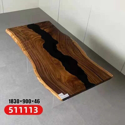 Dësch Epoxidharz Iessdësch Echt Holz Massiv Dëscher 183x90 Flossdësch