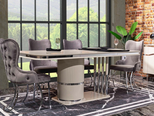 Dësch 6x Still 7tlg Iesszëmmer Holzdësch Iesszëmmer Set Grupp Design
