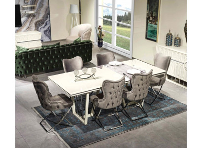 Luxus Iesszëmmer Set 7tlg. Iessdësch Still modern Miwwel Design Dësch