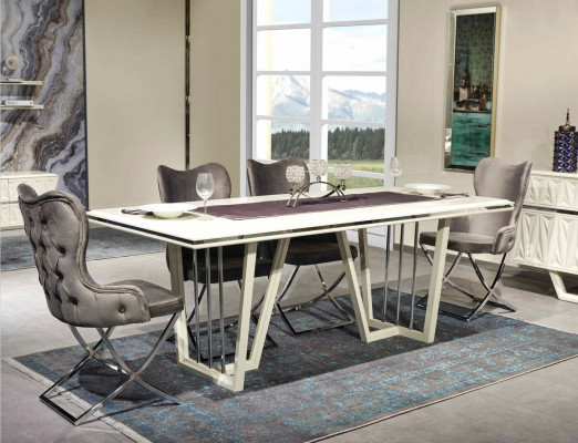 Luxus Iesszëmmer Set 7tlg. Iessdësch Still modern Miwwel Design Dësch